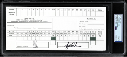2000 Tiger Woods, Ernie Els Dual-Signed 100th US Open Championship Official Scorecard - PSA/DNA MINT 9 - Woods' First US Open Title