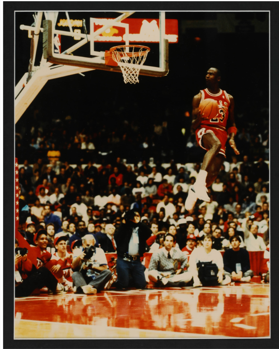 Michael Jordan Signed, Framed Cut 1988 Slam Dunk Contest Display - 17 x 26 - PSA/DNA LOA, UDA