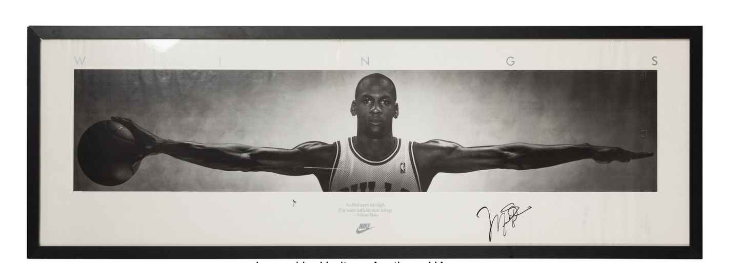 1991 Michael Jordan Signed Oversized Wings Poster - Signed for San Antonio Spurs Executive