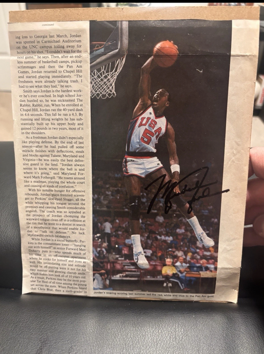 Michael Jordan Signed newspaper Vintage Sig GOAT LOA