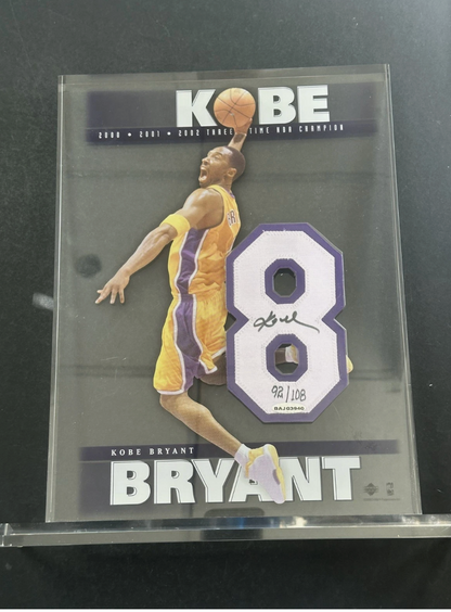 Kobe Bryant Upper Deck Authenticated Floating 8 Lucite Signed Jersey Number /108