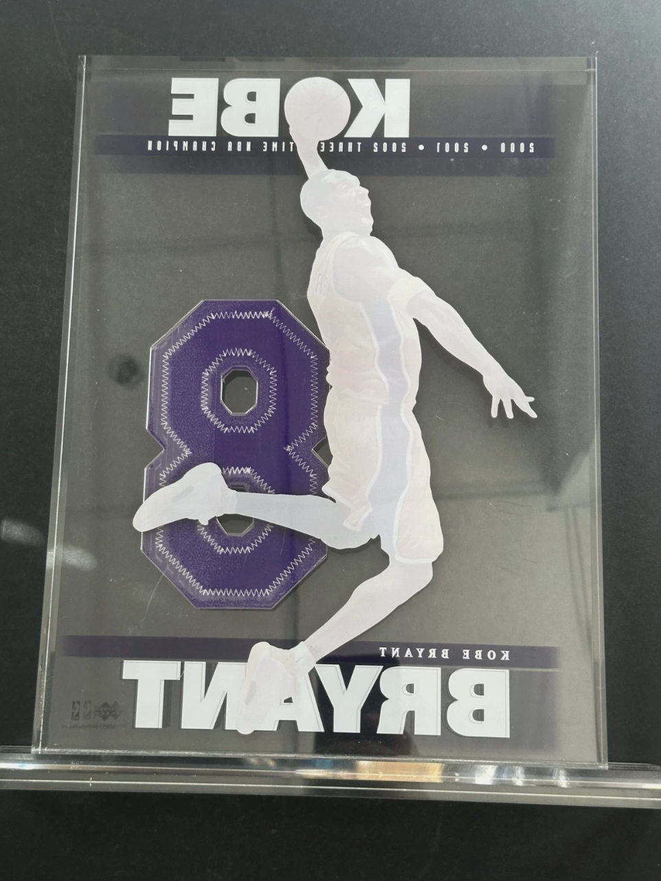 Kobe Bryant Upper Deck Authenticated Floating 8 Lucite Signed Jersey Number /108