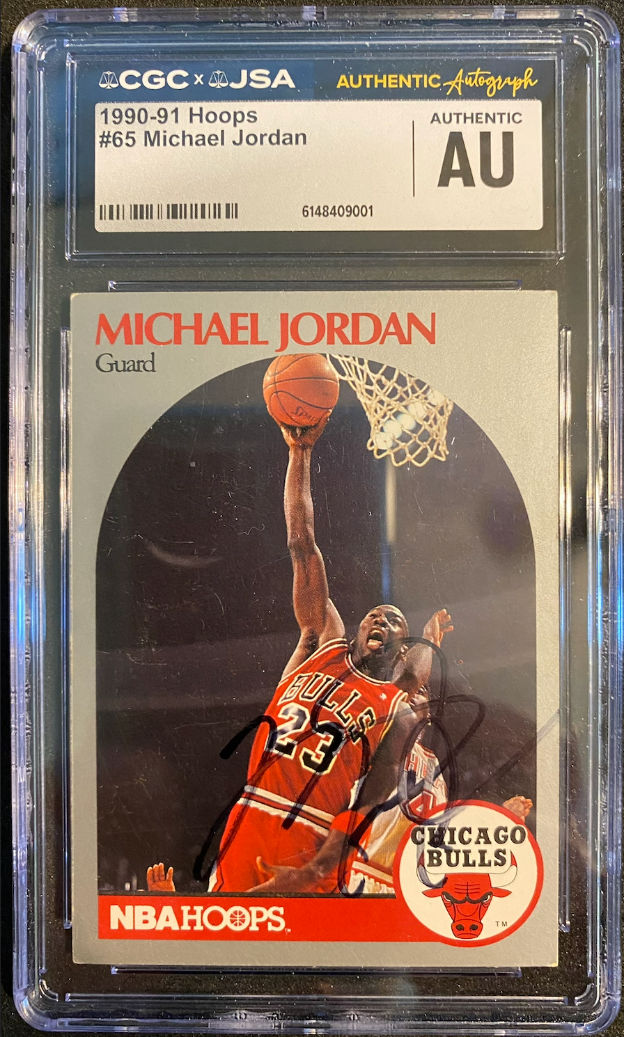 Michael Jordan Signed 1990–91 NBA Hoops #65 Card, CGC/JSA Authentic Autograph