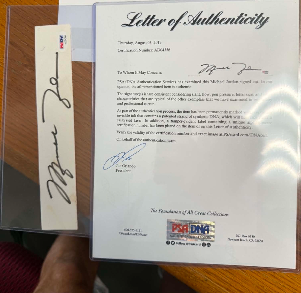 Michael Jordan Signed Cut PSA DNA LOA