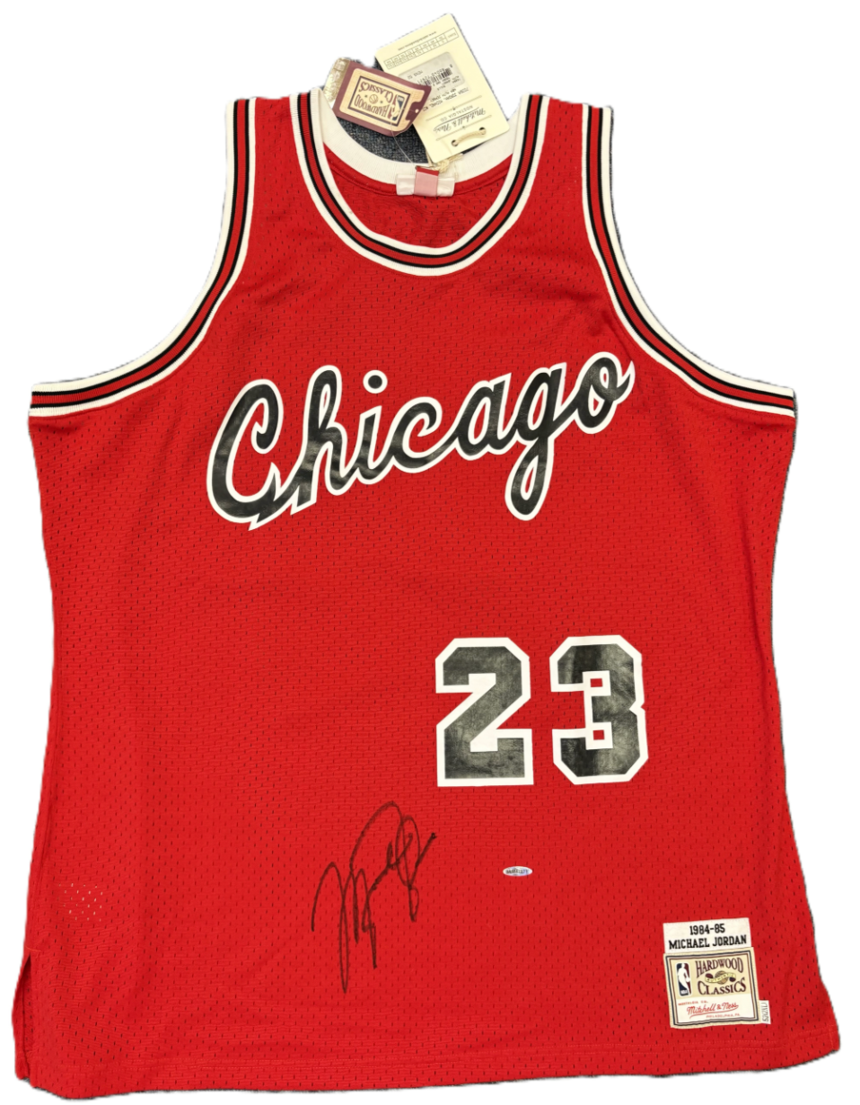 Michael Jordan Signed Mitchell & Ness 1984-85 Bulls Rookie Year Jersey w/ Large Autograph! (Upper Deck/UDA COA)