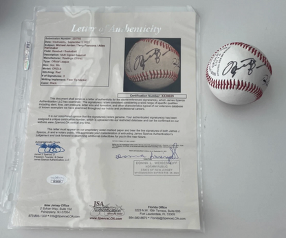 Michael Jordan HOF Autograph Auto Baseball JSA LOA Terry Francona and Atlee Hammaker