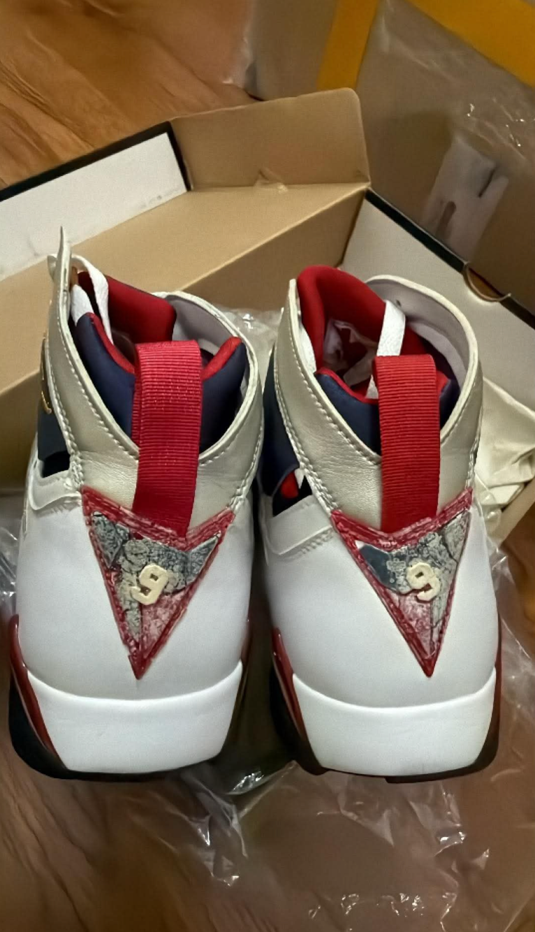 Michael Jordan Signed Air Jordan 7 Olympic Sneakers Size 12 UDA with Card