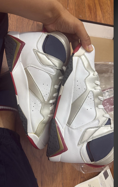 Michael Jordan Signed Air Jordan 7 Olympic Sneakers Size 12 UDA with Card