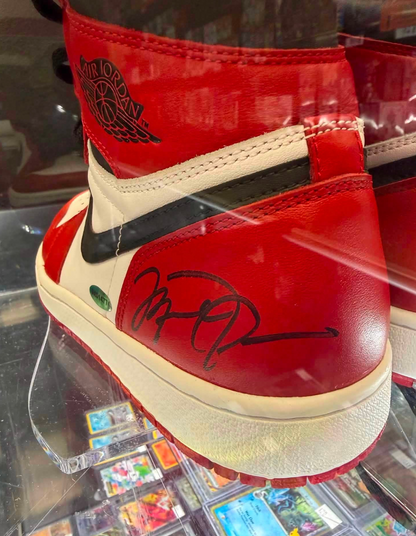 Michael Jordan Signed Nike Air Jordan 1 High Chicago Signed UDA Autographed Sneakers Size 8.5
