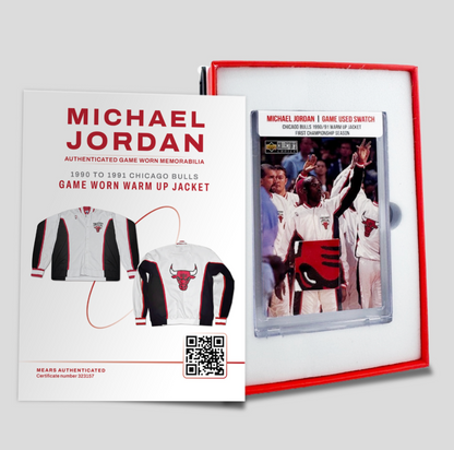 Michael Jordan 1990-91 Chicago Bulls Championship Game Worn Jacket Swatch Mystery Box