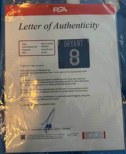 Kobe Bryant Signed Jersey Blue Lakers PSA LOA