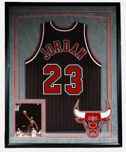 Michael Jordan Signed Authentic Pro Cut Pinstripe Custom Framed UDA