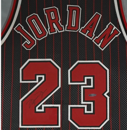 Michael Jordan Signed Authentic Pro Cut Pinstripe Custom Framed UDA