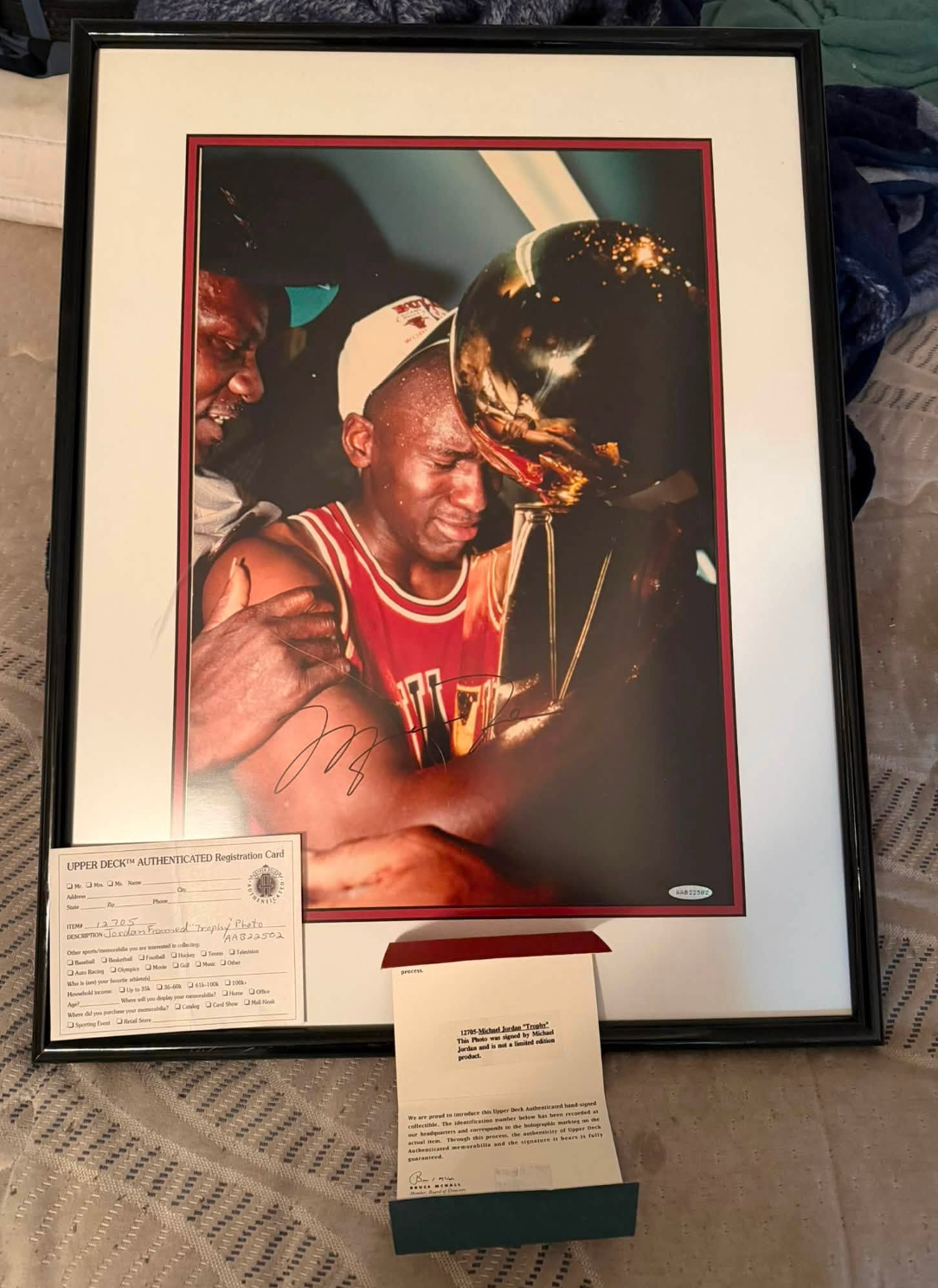 Michael Jordan Signed Trophy Photo 16x20 UDA