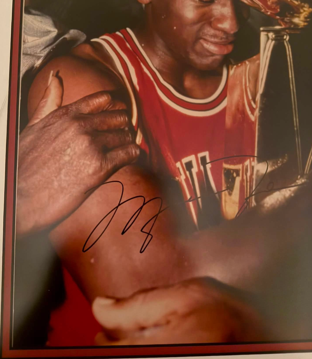 Michael Jordan Signed Trophy Photo 16x20 UDA