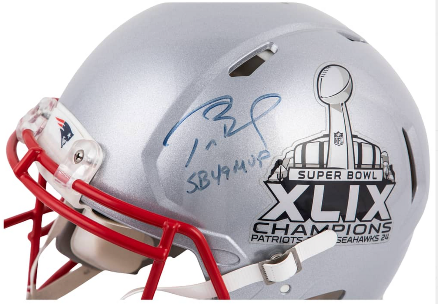 Tom Brady Signed, Inscribed New England Patriots Custom Super Bowl 49 SpeedFlex Helmet - JSA LOA