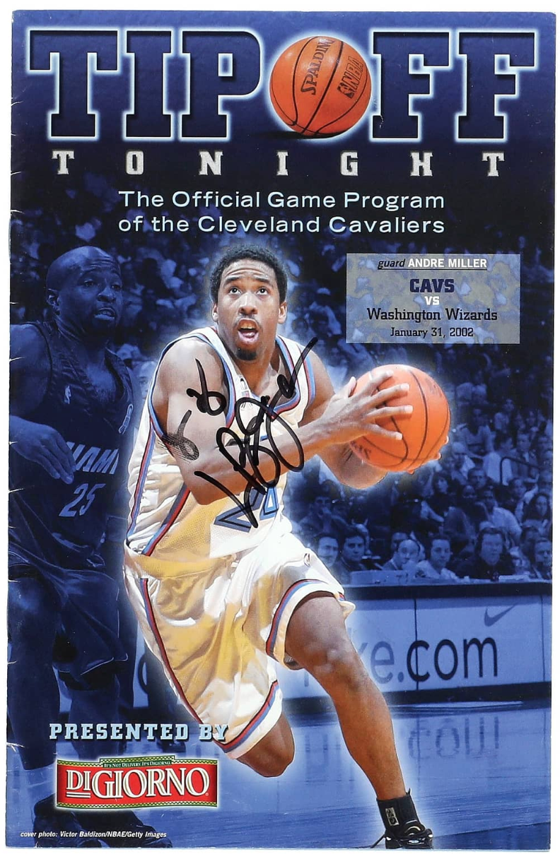Lot #1415 Next LeBron James Signed TIP OFF Program - Jan. 31, 2002 Cavaliers vs. Wizards - Michael Jordan's Final Game-Winner - PSA/DNA LOA