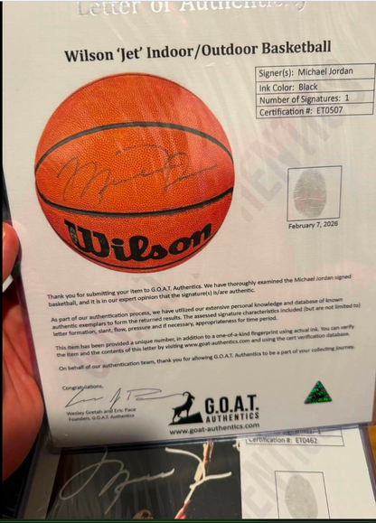 Michael Jordan Signed Basketball UDA GOAT (damadged)